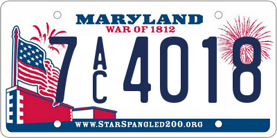 MD license plate 7AC4018