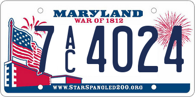 MD license plate 7AC4024