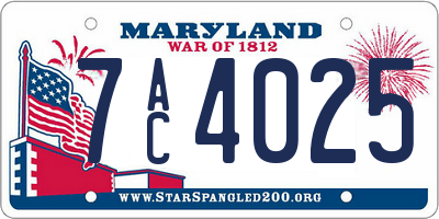 MD license plate 7AC4025