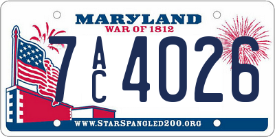 MD license plate 7AC4026