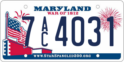 MD license plate 7AC4031