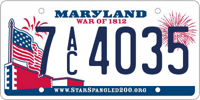 MD license plate 7AC4035