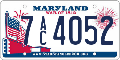 MD license plate 7AC4052