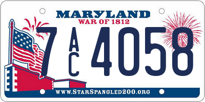 MD license plate 7AC4058