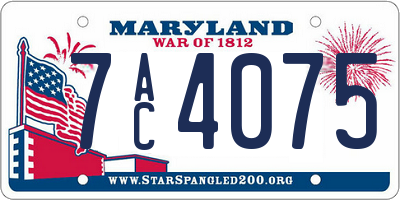 MD license plate 7AC4075