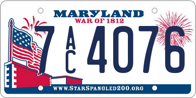MD license plate 7AC4076