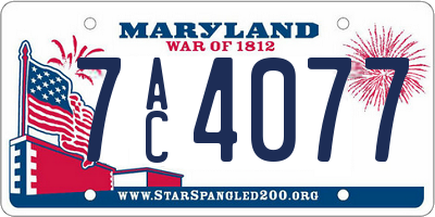 MD license plate 7AC4077