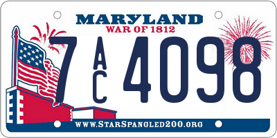 MD license plate 7AC4098