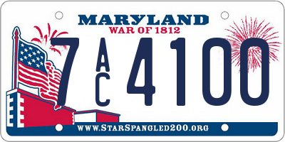 MD license plate 7AC4100