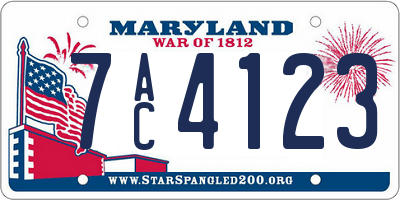 MD license plate 7AC4123