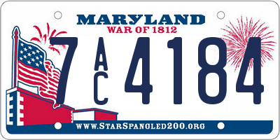 MD license plate 7AC4184