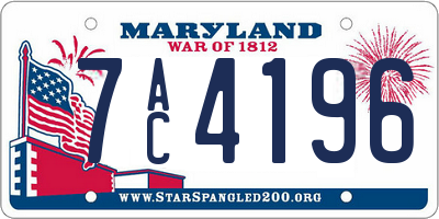 MD license plate 7AC4196