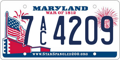 MD license plate 7AC4209