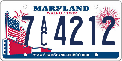 MD license plate 7AC4212