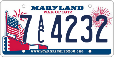 MD license plate 7AC4232