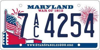 MD license plate 7AC4254