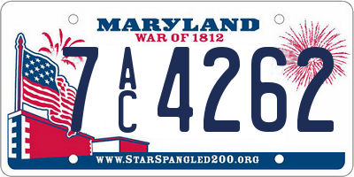 MD license plate 7AC4262