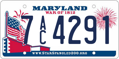 MD license plate 7AC4291