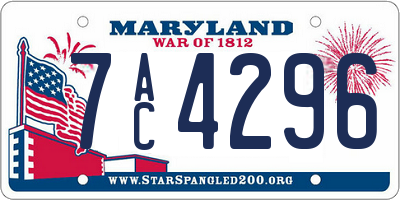 MD license plate 7AC4296