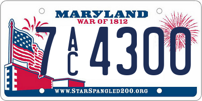 MD license plate 7AC4300