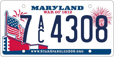 MD license plate 7AC4308