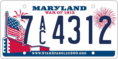 MD license plate 7AC4312
