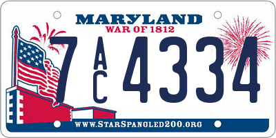 MD license plate 7AC4334
