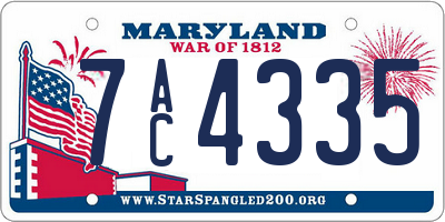 MD license plate 7AC4335
