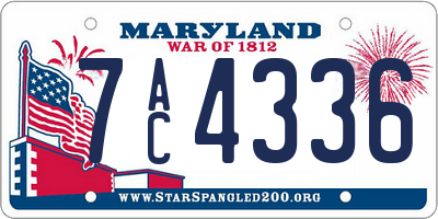 MD license plate 7AC4336