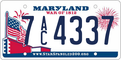 MD license plate 7AC4337