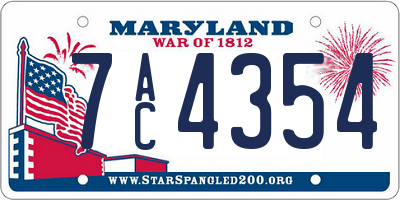 MD license plate 7AC4354