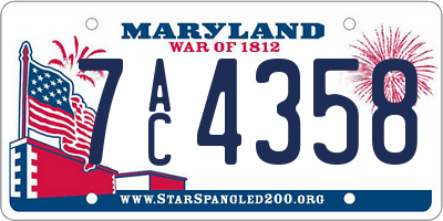 MD license plate 7AC4358