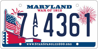 MD license plate 7AC4361