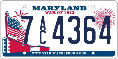 MD license plate 7AC4364