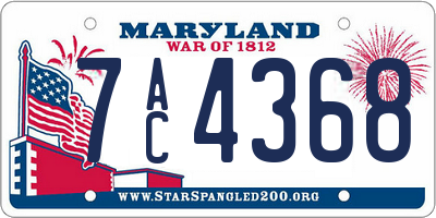 MD license plate 7AC4368