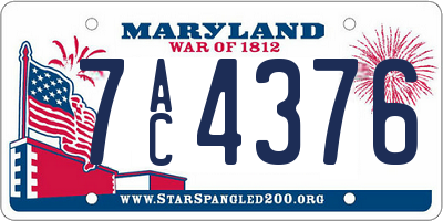 MD license plate 7AC4376