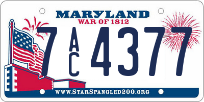 MD license plate 7AC4377