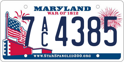 MD license plate 7AC4385