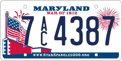MD license plate 7AC4387