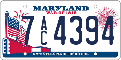 MD license plate 7AC4394