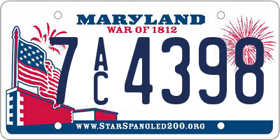 MD license plate 7AC4398