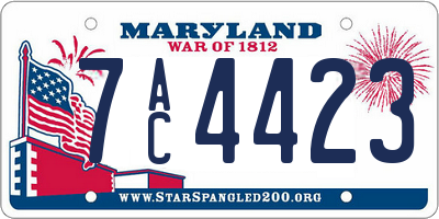 MD license plate 7AC4423