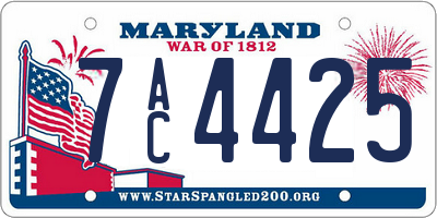 MD license plate 7AC4425