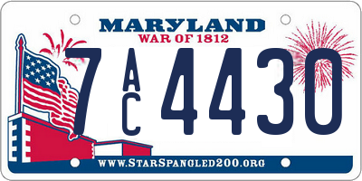 MD license plate 7AC4430