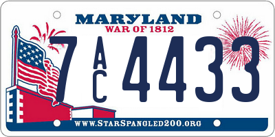 MD license plate 7AC4433