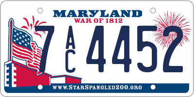 MD license plate 7AC4452
