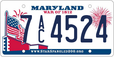 MD license plate 7AC4524