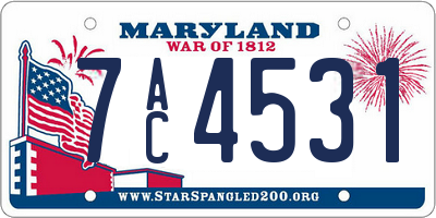 MD license plate 7AC4531