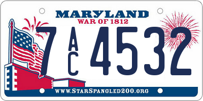 MD license plate 7AC4532