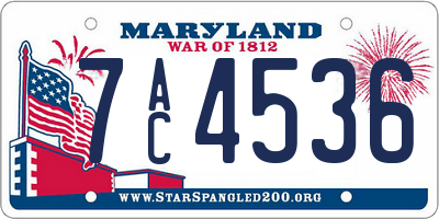 MD license plate 7AC4536